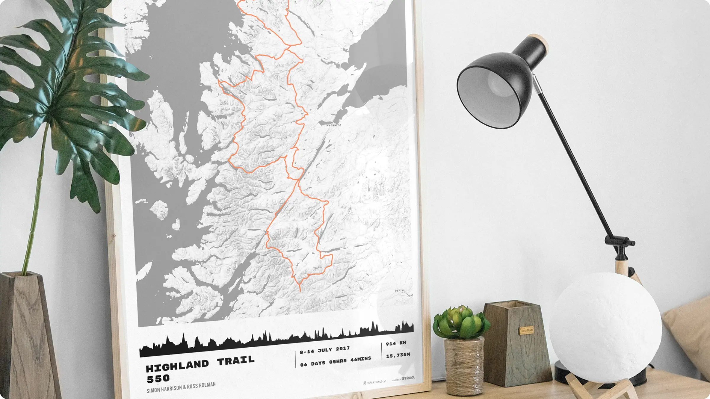 Example map print on desk